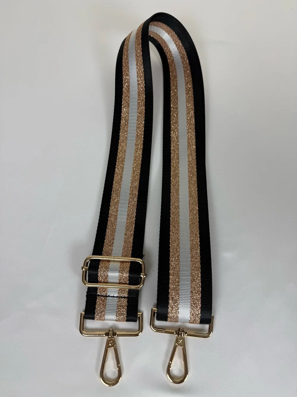 Adjustable Crossbody Bag Strap ~ 60” – Black Gold Thread Replacement Strap
